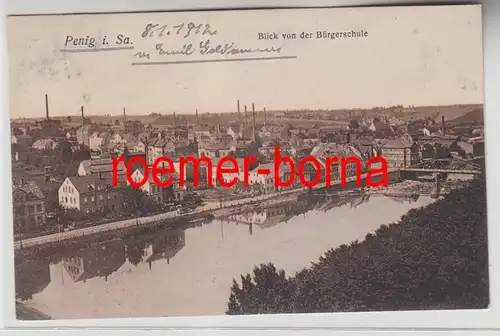 74996 Ak Penig in Sachsen Blick von der Bürgerschule 1912