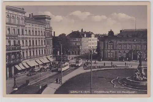 75360 AK Görlitz/Schlesien - Hindenburg-Platz mit Hauptpost 1943