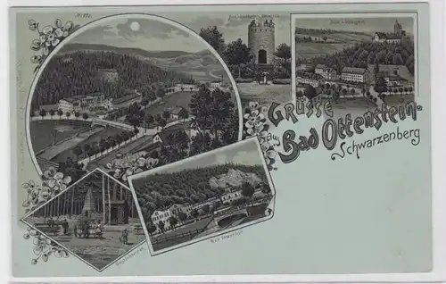 75705 Mondscheinkarte Grüße aus Bad Ottenstein Schwarzenberg um 1900