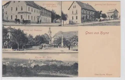 76505 Mehrbild Ak Gruß aus Kayna Bahnhof, Restaurant usw. um 1900
