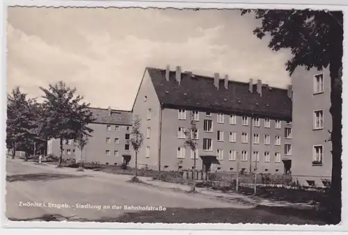 77498 Ak Zwönitz im Erzgebirge Siedlung an der Bahnhofstrasse 1966