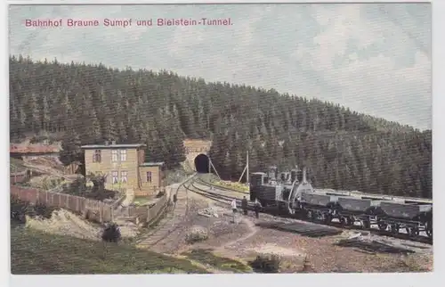78240 Ak Bahnhof Braune Sumpf und Bielstein Tunnel um 1900