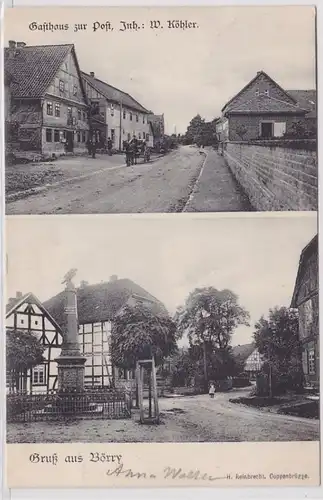 78956 Mehrbild Ak Gruß aus Börry Gasthaus zur Post, Kriegerdenkmal 1908