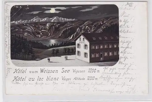 79178 AK Hôtel zum Weissen See Vogesen, Hôtel au lac blanc Vosges 1901