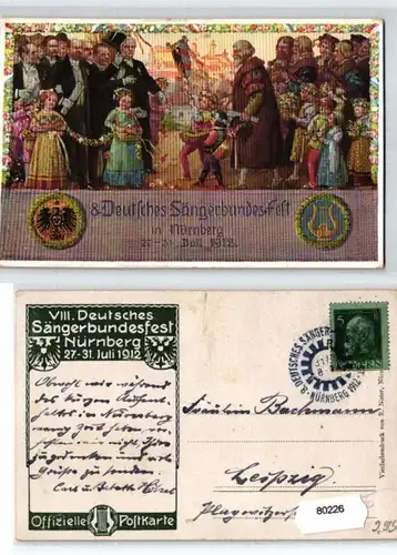 80226 Ak 8.Festival allemand des chanteurs à Nuremberg 1912