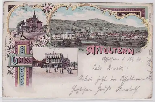 80262 Ak Lithographie Salutation de Affoltern Lilimberg, Kneippkuranstalt 1899