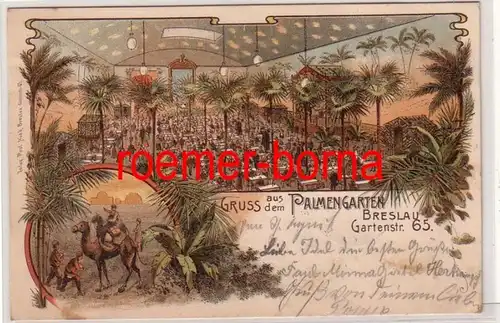 80638 Ak Lithographie Gruß aus dem Palmengarten Breslau Gartenstraße 65, 1901