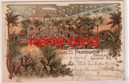 80638 Ak Lithographie Salutation du jardin des palmiers Wroclaw Gartenstraße 65, 1901