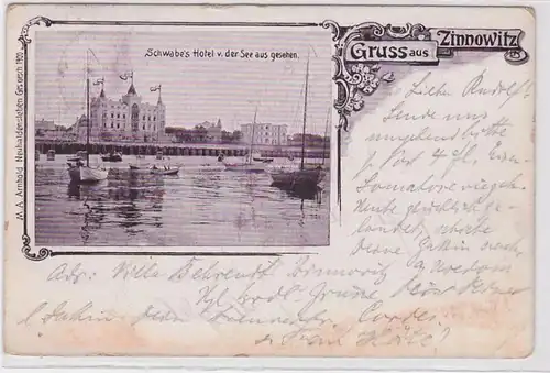 81419 AK Gruss de Zinnowiz - Schwabe's Hotel vu de la mer 1906