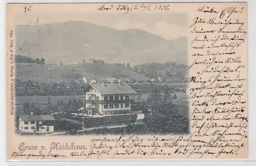 81598 AK Gruss de la maison de Haider Tölz - Vue locale avec panorama de montagne 1900