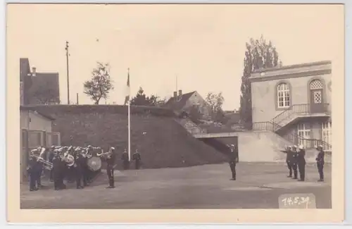 82036 Foto AK Feuerwehrkapelle beim Musizieren Nerchau? 14.Mai 1939