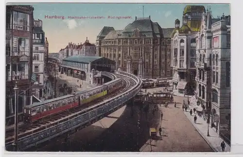 82848 Ak Hamburg Hochbahn Haltestelle Rödingsmarkt um 1910