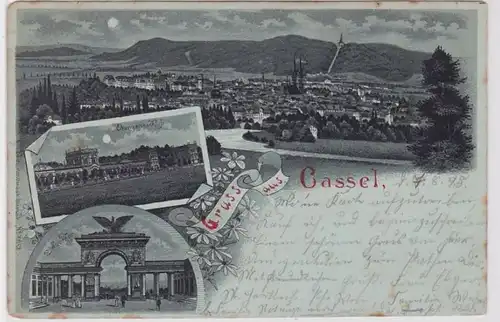 83284 AK Gruss aus Cassel - Auethor, Orangerieschloss, Stadtpanorama 1898
