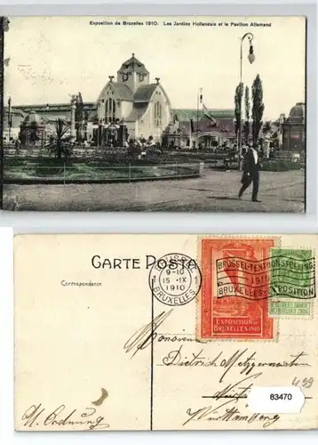 83470 Ak Exposition de Bruxelles 1910 Les Jardins Hollandais et le Pavillon Alle