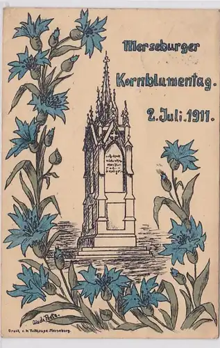 83868 Künstler Ak Merseburger Kornblumentag 2.Juli 1911