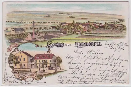 83923 Ak Lithographie Gruß aus Ebendörfel Schuster's Gasthof 1907