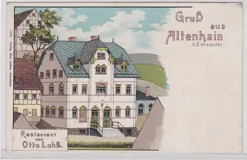 84032 Ak Lithographie Gruß aus Altenhain bei Einsiedel Restaurant um 1910