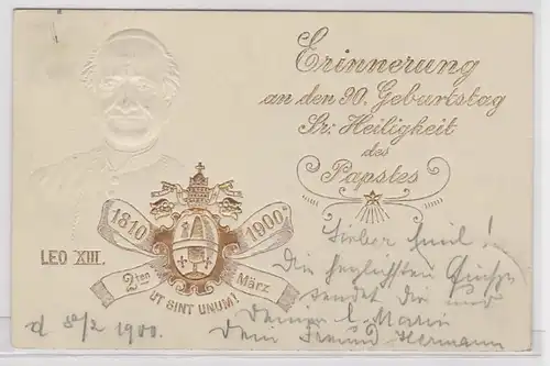 84146 Ak Erinnerung an den 90.Geburtstag des Pabst Leo XIII 1900