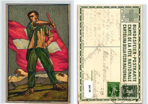 84148 Fachfäier Ak Bundesfälier Suisse 1.août 1912