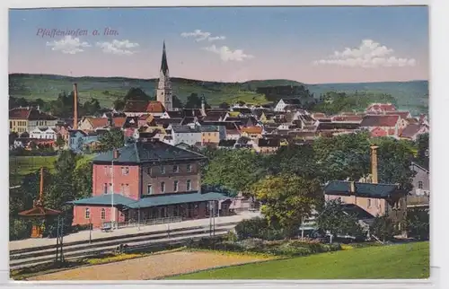 84272 AK Pfaffenhofen à la vue de la ville Ilm avec gare & Eglise 1916