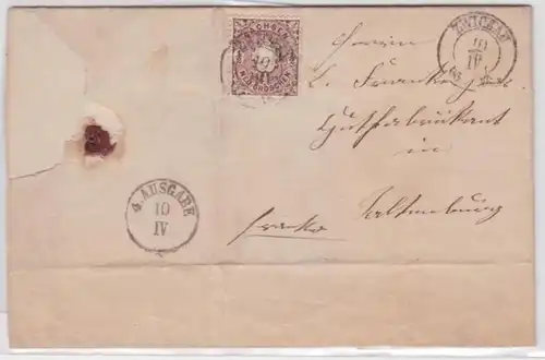 84843 Sachsen Brief aus Zwickau mit 1/2 Neu-Groschen Michel 15 da 1865
