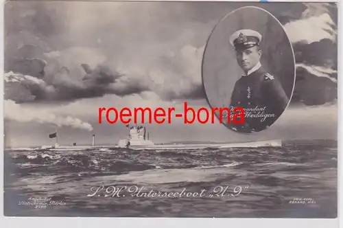 85125 Ak S.M. Sous-marin 'U9' Commandant Wedigen vers 1915