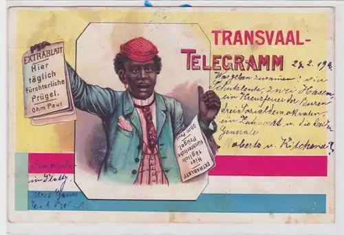 85226 AK Transvaal Telegramme - Garçon de journal avec feuille supplémentaire Ohm Paul 1900