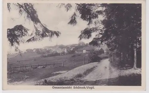 85361 AK Gesamtansicht Schöneck Vogtland - Waldweg mit Zaun 1930