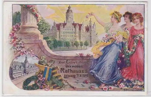 85494 Ak Leipzig zur Einweihung des neuen Rathauses 7.10.1905