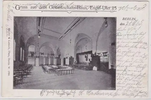 85561 AK Gruss aus dem Gewerkschafts-Haus Berlin, Grosser Saal 1905