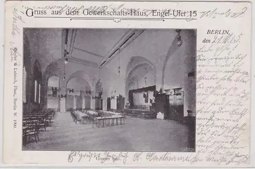 85561 AK Gruss de la Maison syndicale de Berlin, Grosser Salle 1905
