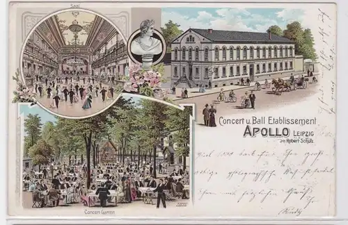 85596 Ak Lithographie Leipzig Apollo Concert & Ball Etablissement 1902