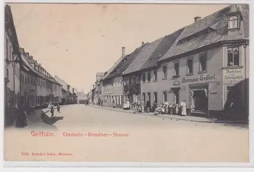 85590 Ak Geithain Chemnitz Dresdner Strasse mit Drechslerei um 1920