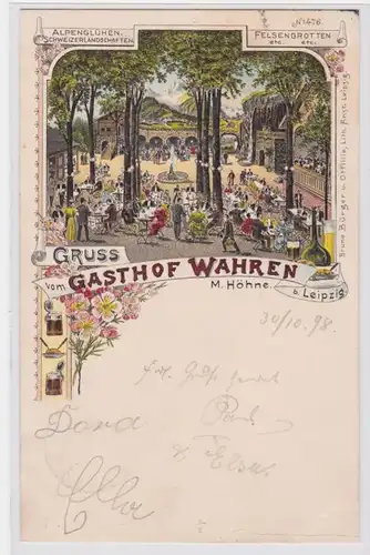85616 Ak Lithographie Gruß vom Gasthof trueen bei Leipzig 1898