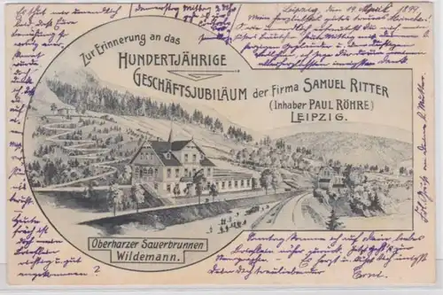 85689 Reklame Karte Leipzig 100 jähr.Geschäftsjubiläum Firma Samuel Ritter 1899