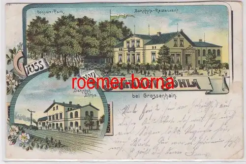 85704 Ak Lithographie Gruß von Bahnhof Böhla bei Grossenhain 1900