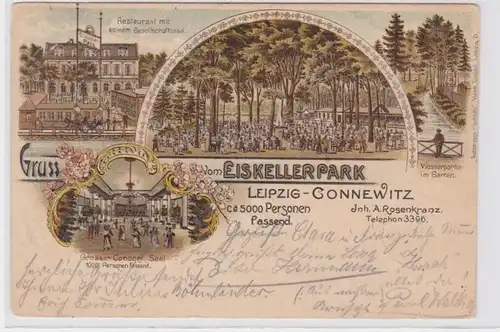 85727 Ak Lithographie Gruß vom Eiskellerpark Leipzig Connewitz 1902