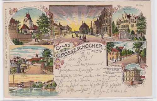 85846 Ak Lithographie Gruß aus Grosszschocher Leipzig 1903
