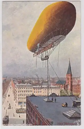 85945 Künstler Ak deutsches Militärschiff bei Fahrt über Berlin 1907