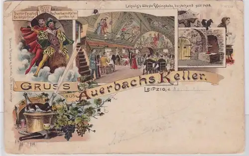 85947 Ak Lithographie Gruß aus Auerbachs Keller Leipzig 1902