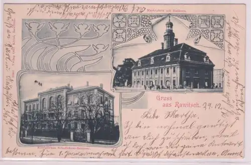85951 Multi-image Ak Salutation de Rawitch Rawicz Séminaire, Hôtel de ville 1901