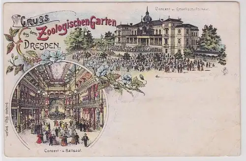 86140 AK Gruss aus dem Zoologischen Garten Dresden - Concert- & Ballsaal 1904