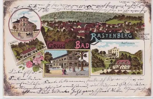 86426 AK Gruss aus Bad Rastenberg - Bad Finneck, Kurhaus, Badehaus & Post 1901