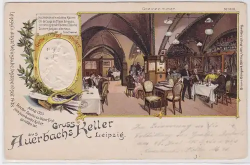 86440 Präge Ak Lithographie Gruß aus Auerbachs Keller Leipzig 1903