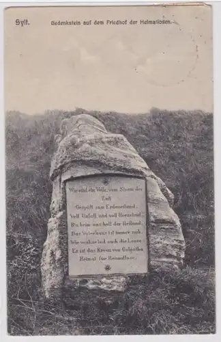 86577 Ak Mer du Nordbad Sylt - Pierre commémorative au cimetière des sans-abri 1912