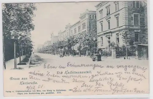 86668 AK Gruss aus Karlsruhe - Die Kadettenanstalt Allee Straßenansicht 1901