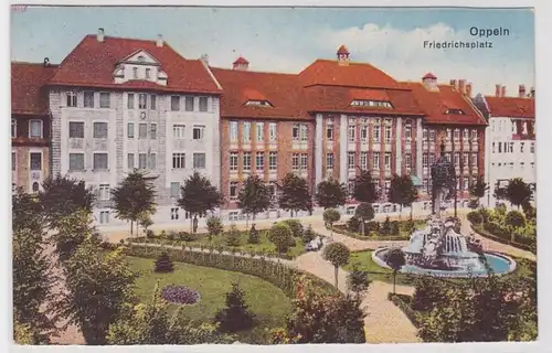 86906 AK Oppeln - Friedrichsplatz avec Ceresbrunnen - Vue parking 1922