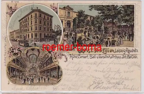 87025 Ak Lithographie Gruss aus den Drei Lilien Leipzig Reudnitz 1902