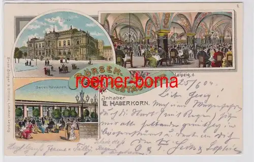 87055 Ak Lithographie Leipzig Börsen Restaurant 1904