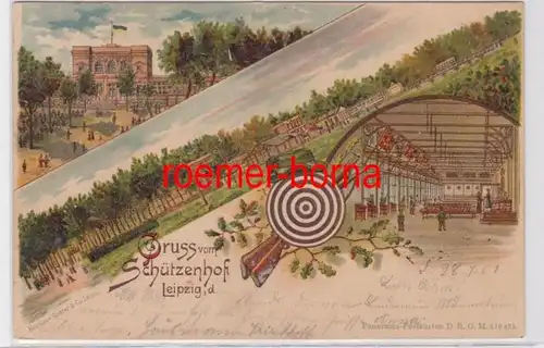87106 Ak Lithographie Gruss vom Schützenhof Leipzig 1901